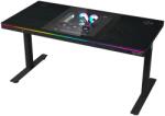 LORGAR Dual-motor sit/stand adjustable-height gaming desk with built-in PC case, wireless charger, RGB lighting, control panel, and USB ports, PB melami (LRG-DE90W)
