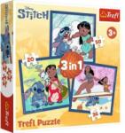 Trefl Trefl: Пътуване във времето с Stitch 3 в 1 - пъзел от 20-36-50 части