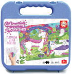 Educa Puzzle de colorat Educa din 100 de piese - Unicorns Glitter, cu 8 carioci (EDU18066) Puzzle
