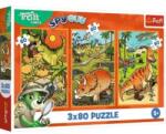 Trefl Trefl: Treflies în lumea dinozaurilor puzzle - 3 în 1 Puzzle