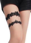 SuperLove Flirty Floral Lace Leg Garters 81281 Black