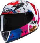 HJC Cască integrală pentru motocicletă HJC Y10 Mika MC28 pentru copii, alb-roz-albastru (HJC11772807)