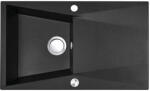 Laveo GRENADA csepptálcás szemcsés fekete mosogató automata dugókiemelős, helytakarékos szifonnal (SBG_711T) - modernkonyha