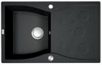 Laveo MOLOKIN matt fekete gránit mosogató dugókiemelős szifonnal, 80x50 cm (SPO_711B) - modernkonyha