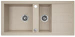 Laveo BARBADOS bézs 1, 5 medencés mosogató dugókiemelős helytakarékos szifonnal (SBB_431T)