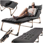 Malatec párnás kempingágy, összecsukható relaxfotel 193 cm - sötétszürke