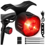 Trizand piros biciklilámpa. hátsó kerékpárlámpa, LED, USB, 6 üzemmód, IP66