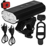 Trizand 1300 lumen fényerejű LED kerékpárlámpa + hátsó lámpa, USB C