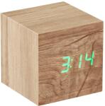 Gingko Design GINGKO Часовник с термометър CUBE - дърво от ясен със зелени цифри (Gingko-GK08G12) Будилник