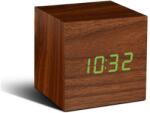 Gingko Design GINGKO Часовник с термометър CUBE - орехово дърво със зелени цифри (Gingko-GK08G8) Будилник