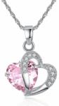 Dupla szív nyaklánc Swarovski kristállyal rózsaszín
