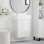 vidaXL Unitate de baie cu robinet Alb foarte lucios GartenMobel Dekor (889485)