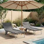 vidaXL Sezlong pliabil cu perne 2 pcs Antracit GartenMobel Dekor (42032387)