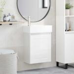 vidaXL Unitate de baie cu robinet Alb foarte lucios GartenMobel Dekor (889505)