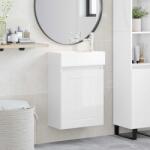 vidaXL Unitate de baie cu robinet Alb foarte lucios GartenMobel Dekor (889495)
