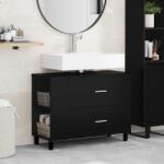 vidaXL Unitate Vanity pentru Baie Negru 80 x 35 x 60 cm Lemn prelucrat GartenMobel Dekor (889386)