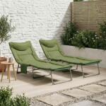 vidaXL Sezlong pliabil cu perne 2 pcs Verde închis GartenMobel Dekor (42032385)