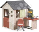 Smoby Căsuță cu atelier de lucru și scăunel Nature Playhouse Workshop Life Smoby extensibilă cu filtru UV de la 24 luni (SM810310-N) Casuta pentru copii