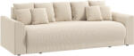 HOMCOM Canapea extensibilă 190x150cm, sofa 3 locuri cu funcție de dormit, perne, spațiu de depozitare, aspect corduroy pentru living, Bej | Aosom Romania (83B-954V00BG) Canapea