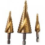 Raider Set 3 burghie conice in trepte ¼" , HSS+TIN , ø4-32mm Burghiu