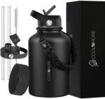 Cool'NMore Sticlă Termos Oțel Inoxidabil BPA Free 1.5l Jet Black cu Mustiuc, Buclă, Pai și Mâner 6523614 (6523614)