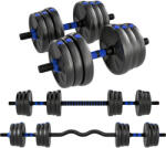 SPORTNOW Kit Gantere Fitness Gantere Reglabile 25 kg 3 în 1, Set de Greutăți Reglabil cu Bară de Extensie Albastru | Aosom Romania (A91-413V02BU)