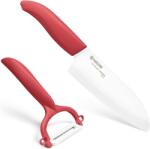 Kyocera Комплект керамичен нож серия "GEN" и белачка - цвят червен (Kyocera-FK-140-WH-RD-+-CP-10-NRD)