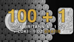  100+1 - 100 Britannia (2026) - 1 Oz - ezüst befektetési érme + LOKI 1 Oz - ezüstlap