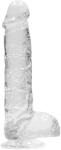TENGA RealRock - 6 hüvelykes dildo herékkel - kristálytiszta 16, 5cm
