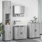 vidaXL Set de mobilier pentru baie Pe perete cu usa 4 pcs Gri Sonoma GartenMobel Dekor (3393009)