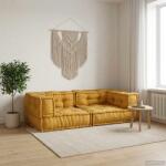 vidaXL Canapea modulara cu 2 locuri galben 140x70x36 tesatura GartenMobel Dekor (4019040)