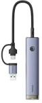 Baseus Adaptor HUB aluminiu Baseus UltraJoy USB/USB-C - 3x USB 3.0 1x USB-C 1x RJ45 Gri (b0005280b811-14)