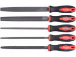 Extol Premium fémreszelő készlet 5 db (lapos, félkerek, kerek, háromszög, négyszög), 200mm, T12 acél, vágat 2, finom, TPR gumis műa (8803611)