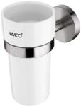 Nimco Unix - Borcan pentru periuță de dinți și pastă de dinți cu suport, ceramică albă/ oțel inoxidabil tăiat UNM 13058KN-10 (UNM 13058KN-10)