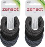ZANSOT Elasztikus hajgumi nagyméretű, textil, 12 darab, fekete, szürke