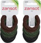ZANSOT Elasztikus hajgumik nagyméretű, textil, 12 darab, fekete, zöld, barna