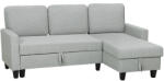 HOMCOM Canapea Extensibilă 3 Locuri cu Spațiu de Depozitare, 197x129x85 cm, Gri și Negru | Aosom Romania (83B-560V00LG) Canapea