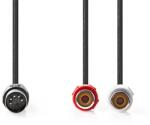 Nedis Аудиокабел Nedis CAGL20250BK02 5p DIN щепсел - 2 x RCA гнездо, дължина 0, 20 м (CAGL20250BK02)