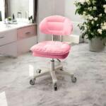  Ergonomikus, elegáns és sokoldalú forgatható, mobil, magasságban állítható szék (65-75 cm), PU bőr, ideális irodába, szalonba, rendelőbe vagy sminktükörhöz, rózsaszín