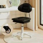  Ergonomikus, elegáns és sokoldalú forgatható, mobil, magasságban állítható szék (65-75 cm), PU bőr, ideális irodába, szalonba, rendelőbe vagy sminktükörhöz, fekete