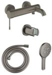 GROHE kád csaptelep zuhanyszettel együtt szálcsiszolt Hard Graphite GBAL3 (GBAL3)