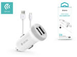 DEVIA Dual USB szivargyújtós töltő adapter + Type-C kábel 1 m, 5V/3, 1A, fehér (ST331190)