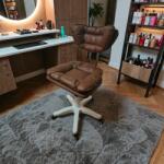  Ergonomikus, elegáns és sokoldalú forgatható, mobil, magasságban állítható szék (65-75 cm), PU bőr, ideális irodába, szalonba, rendelőbe vagy sminktükörhöz, barna