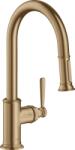 Hansgrohe Montreux konyhai csaptelep kihúzható zuhanyfejjel, szálcsiszolt bronz 16581140 (16581140)