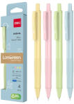 Deli Set 4 Buc Pix Cu Mecanism 0.7mm Corp Pastel Albastru Longreen 65% Pl Reciclat Deli (DLEQ42E-BL)