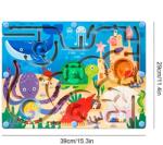 Flippy Joc Montessori de sortare culori Flippy, labirint magnetic din lemn, animale marine, 39x29x1.5 cm (126526)