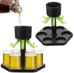 Flippy Dozator hexagonal Flippy cu suport pentru shoturi, set de 6 pahare, negru (131560) Bucatarie copii