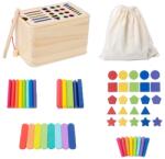 Flippy Jucărie educativă Montessori Flippy din lemn, cutie de sortare forme și culori, 56 piese, 3+ ani (165329)