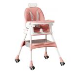 Flippy Scaun de masă Flippy pentru bebeluși și copii, pliabil, cu roti și tăbliță reglabilă, roz (130040) Scaun de masa bebelusi, inaltator