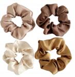 EdiBazzar Szatén hajgumi radír szett 4db-os scrunchie ajándék frottír (Satynowe gumki beżowe zestaw 4szt)